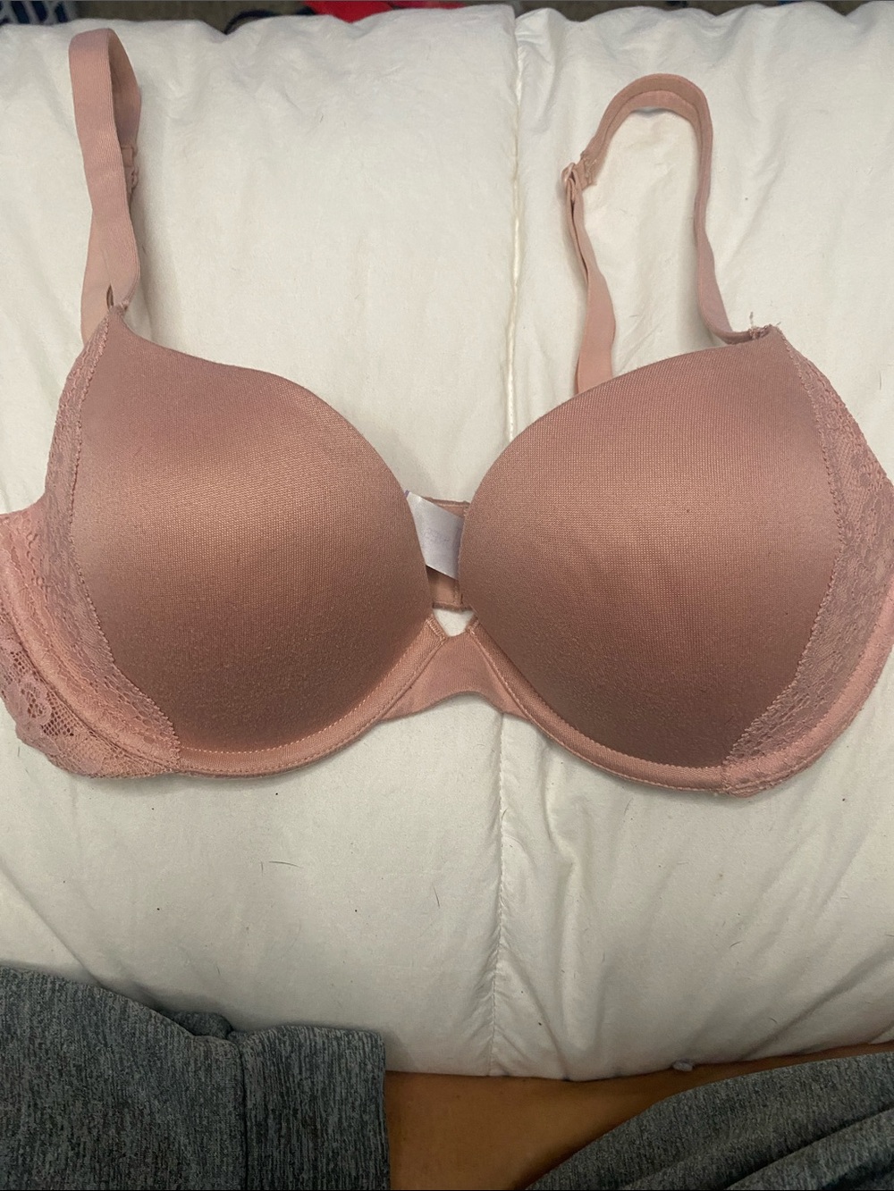 Secret Treasures Padded Bra in Dusty Pink with Lace Trim